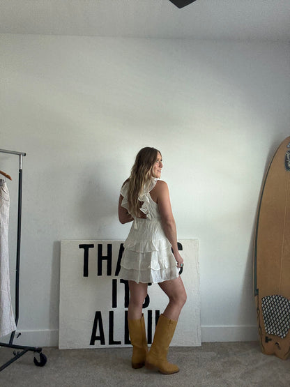 Cove Ruffle Mini Dress - Cream