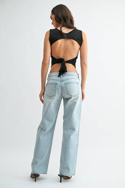 Low Rise Studded Baggy Jean