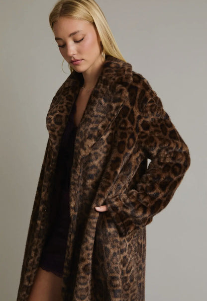 Leopard Faux Fur Long Coat
