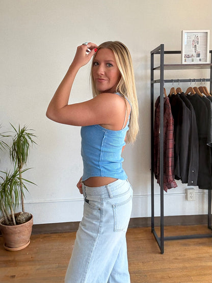 Laid Back Blue Acid Wash Tank Top