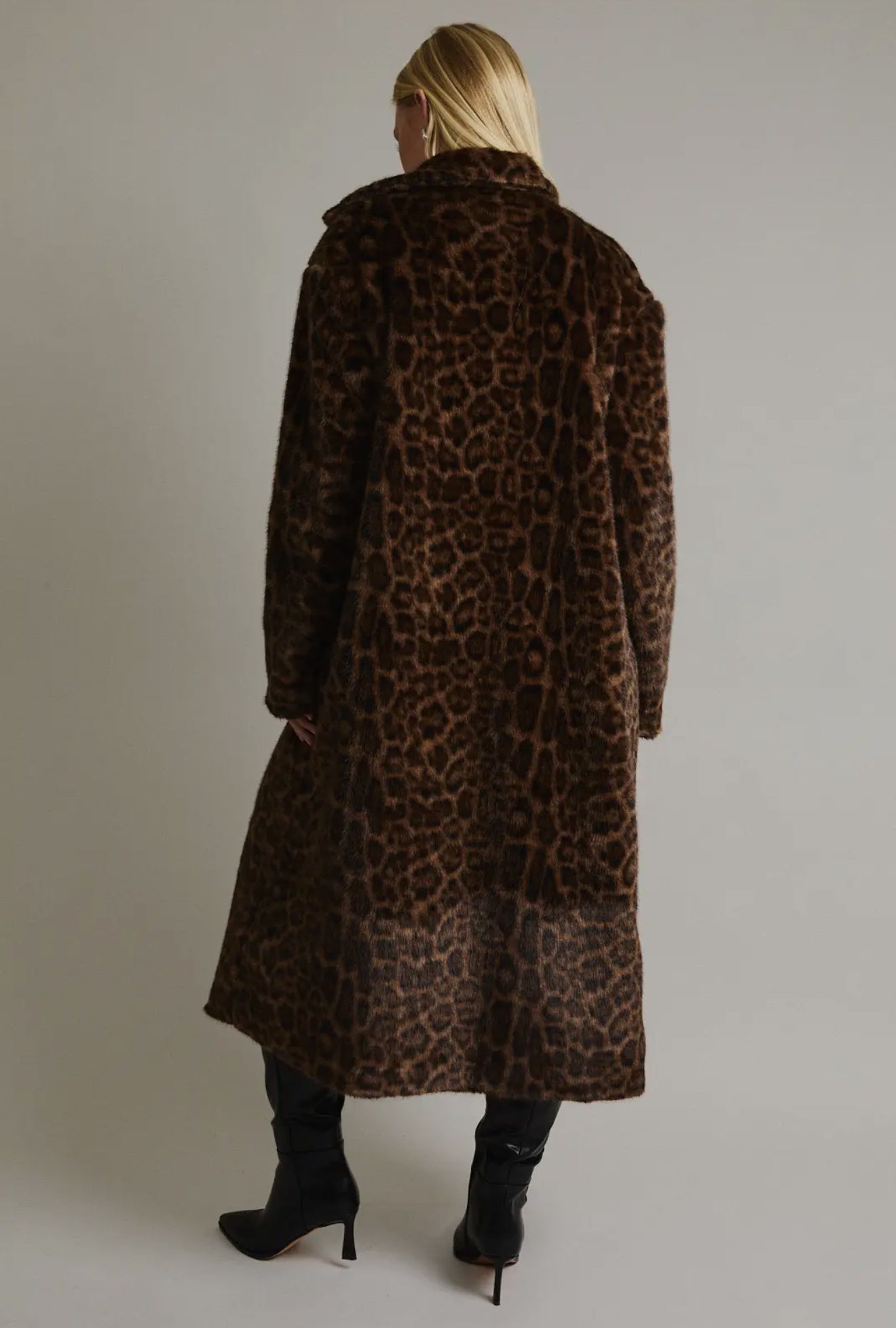 Leopard Faux Fur Long Coat