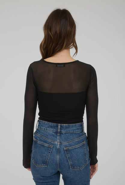 Ruched Waist Square Neck Long Sleeve Knit Top