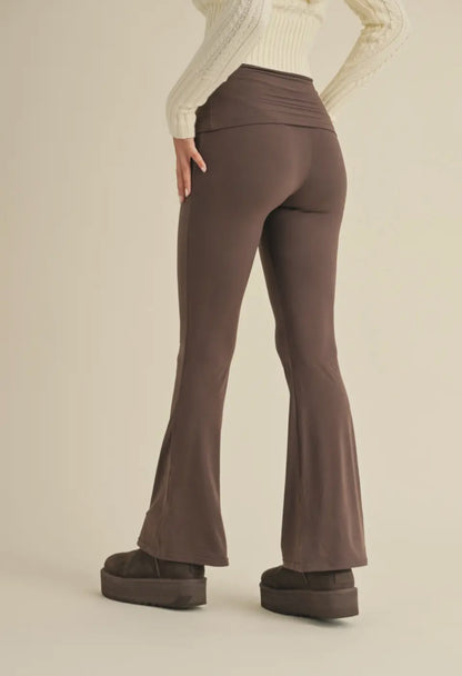 Ultra Soft Chocolate Foldover Flare Pants