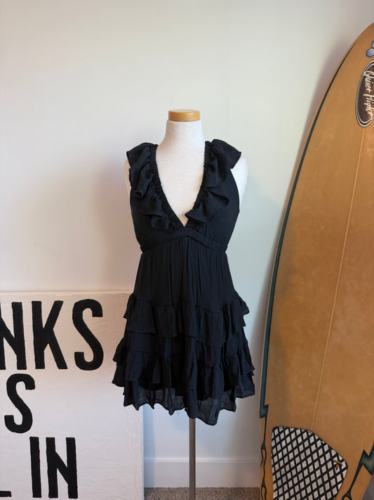 Cove Ruffle Mini Dress - Black
