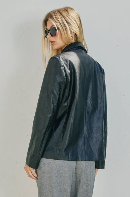 Sloan Vegan Leather Collared Jacket