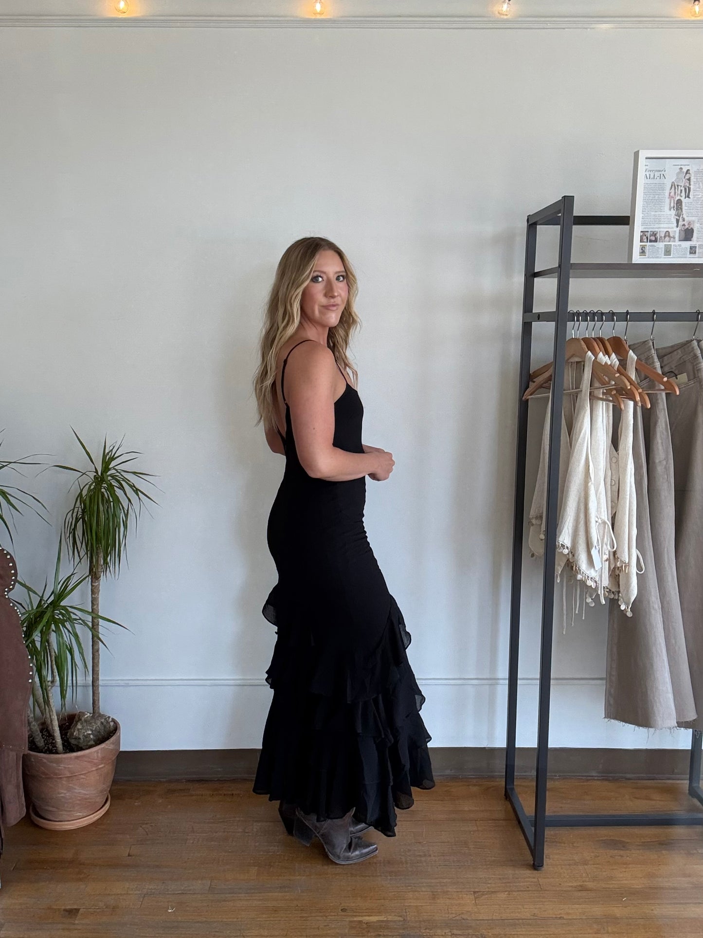 Black Coyote Ruffle Maxi