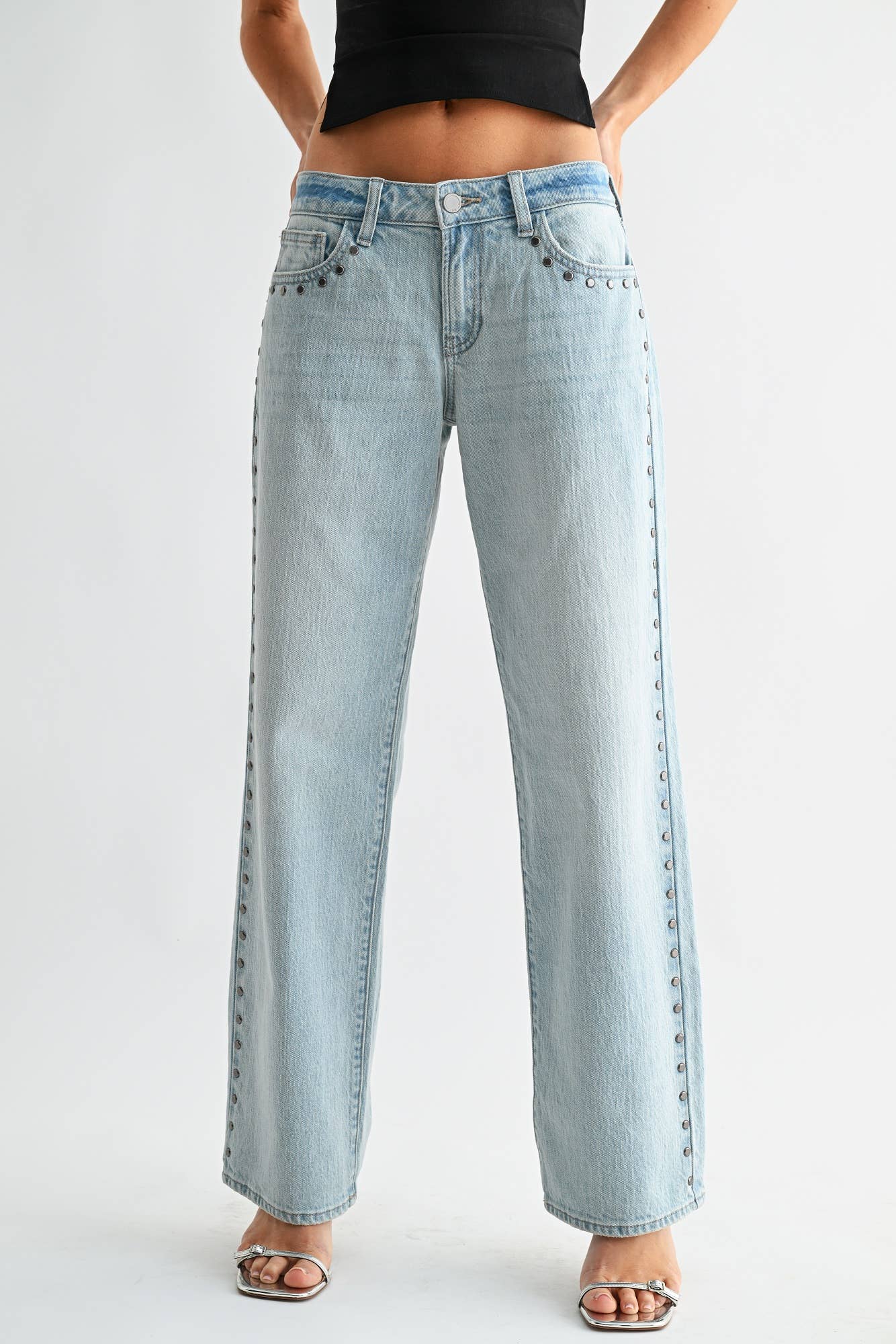 Low Rise Studded Baggy Jean