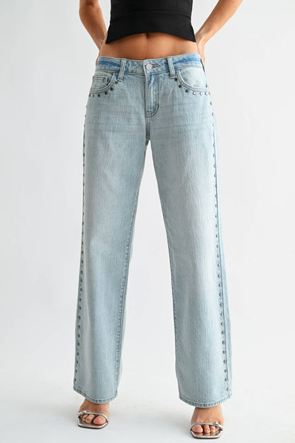 Low Rise Studded Baggy Jean