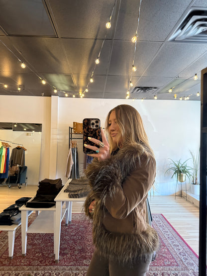 Suede Faux Fur Jacket