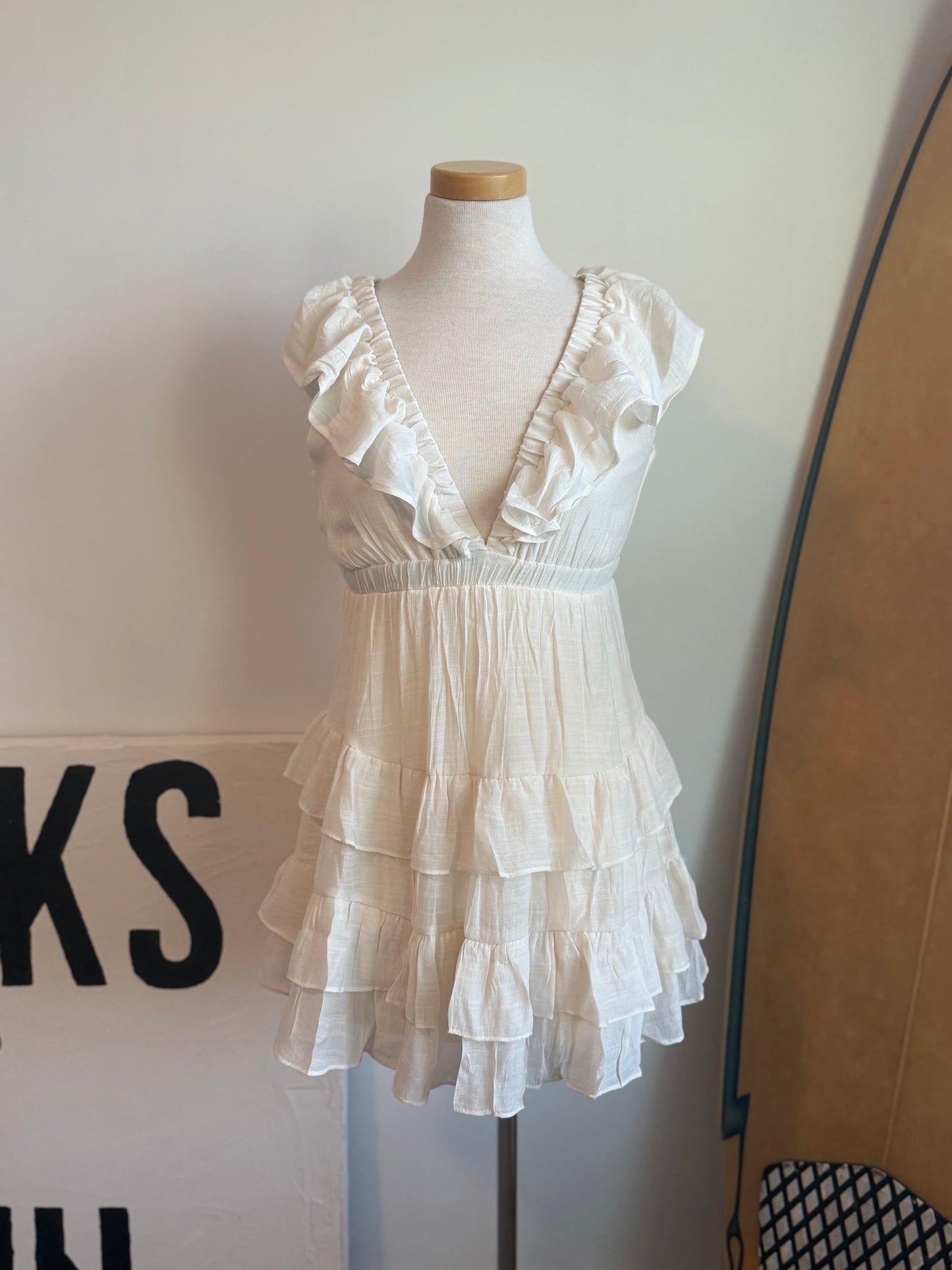 Cove Ruffle Mini Dress - Cream