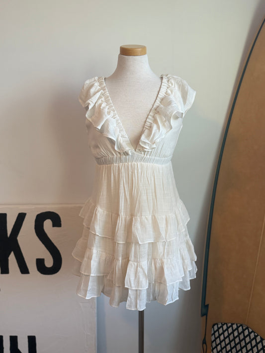 Cove Ruffle Mini Dress - Cream