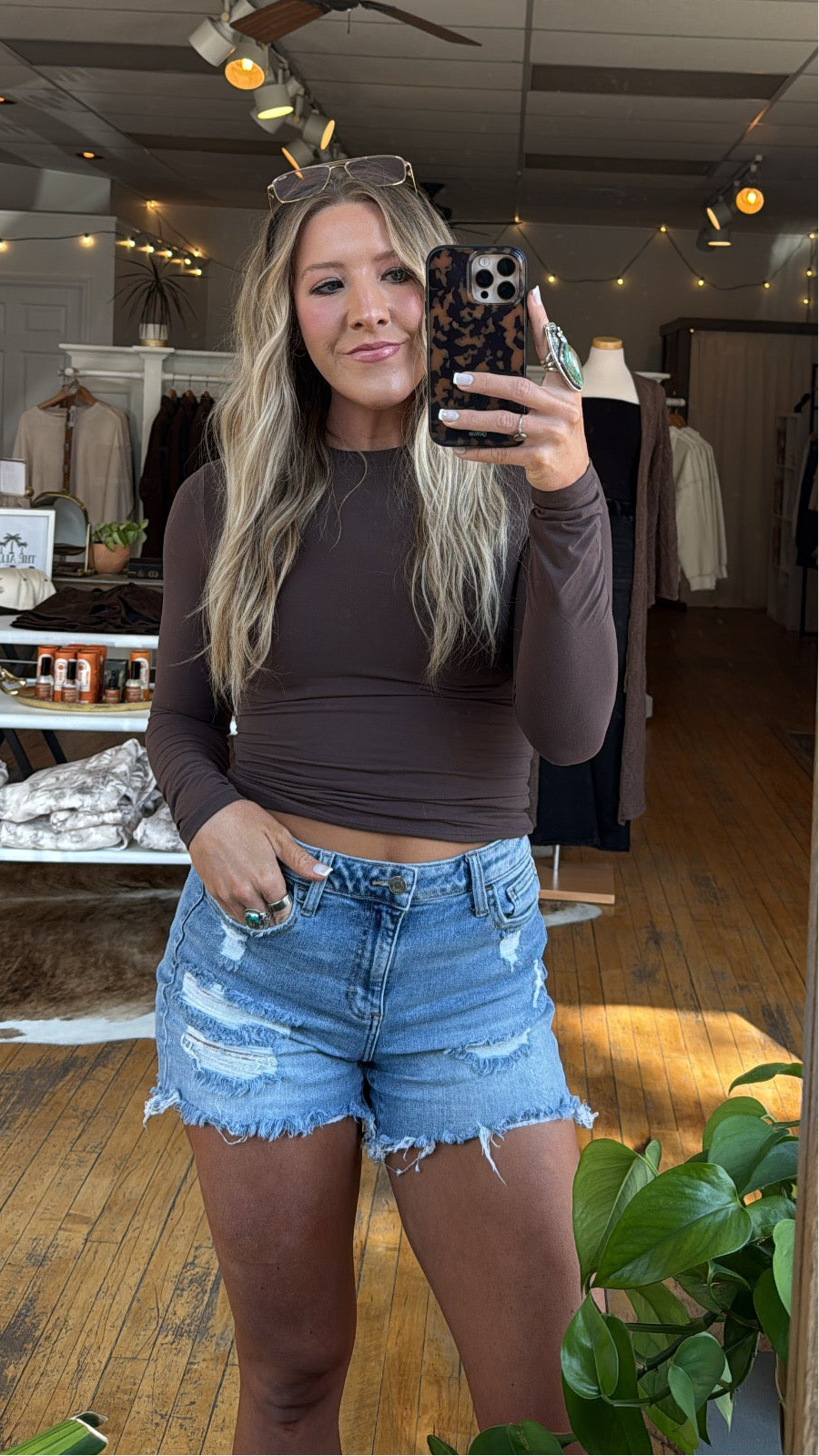 Brown Ultra Soft Knit Long Sleeve Tee