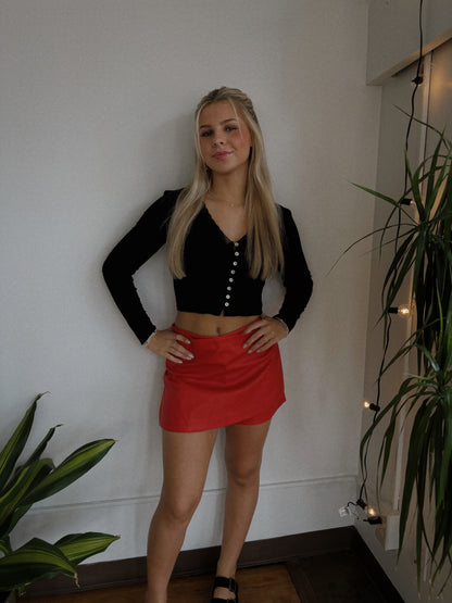 Red Leather Skort