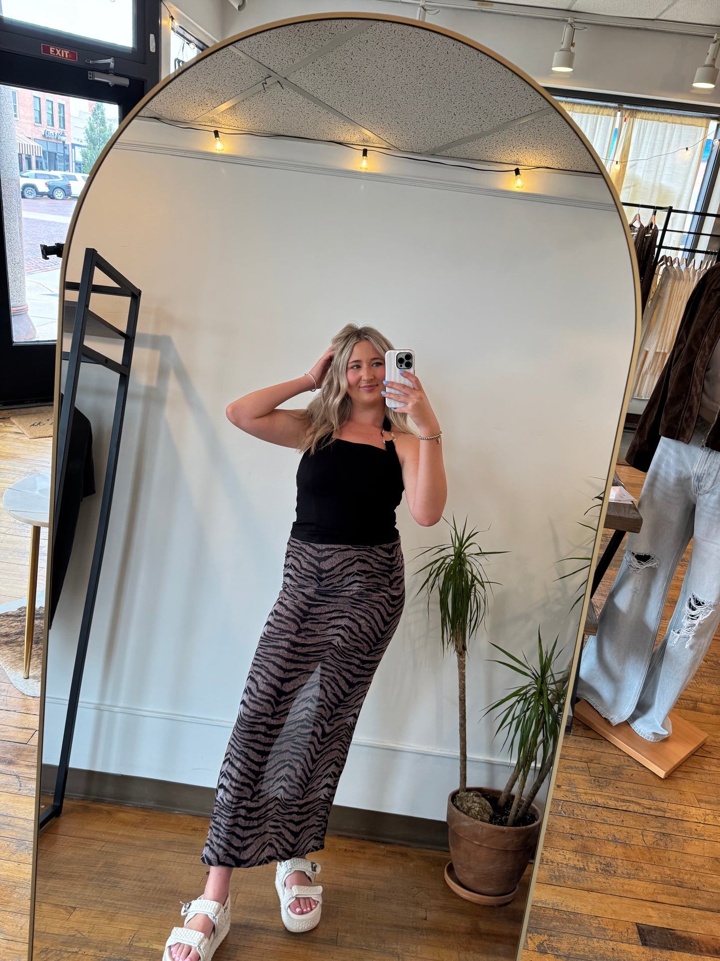 Tiger Print Low Waist Maxi Skirt