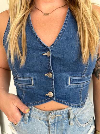 Stretch Denim Vest