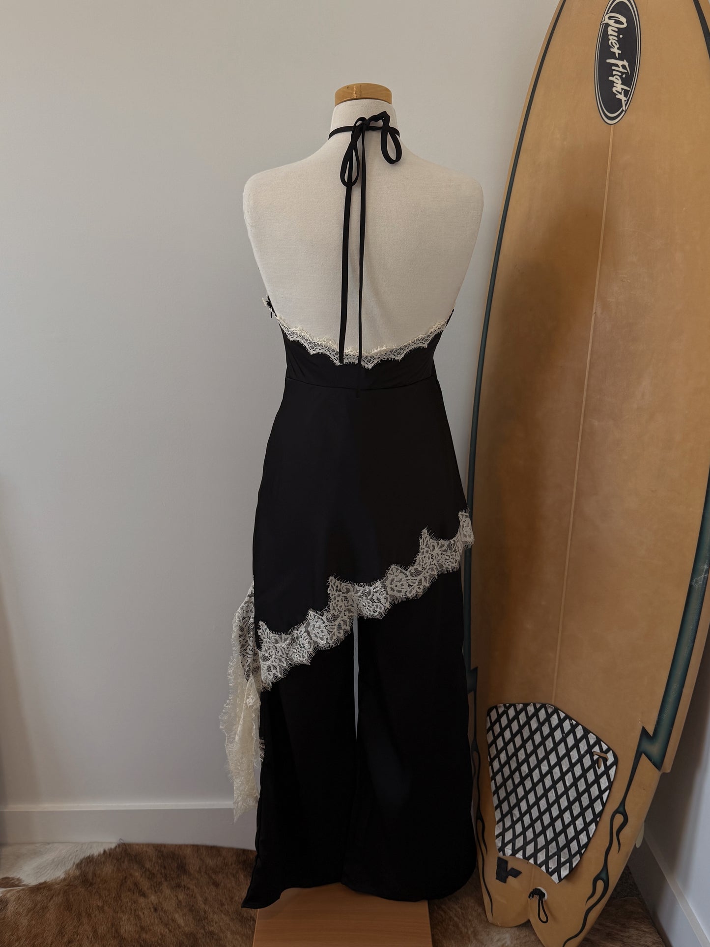 Satin Lace Halter Jumpsuit