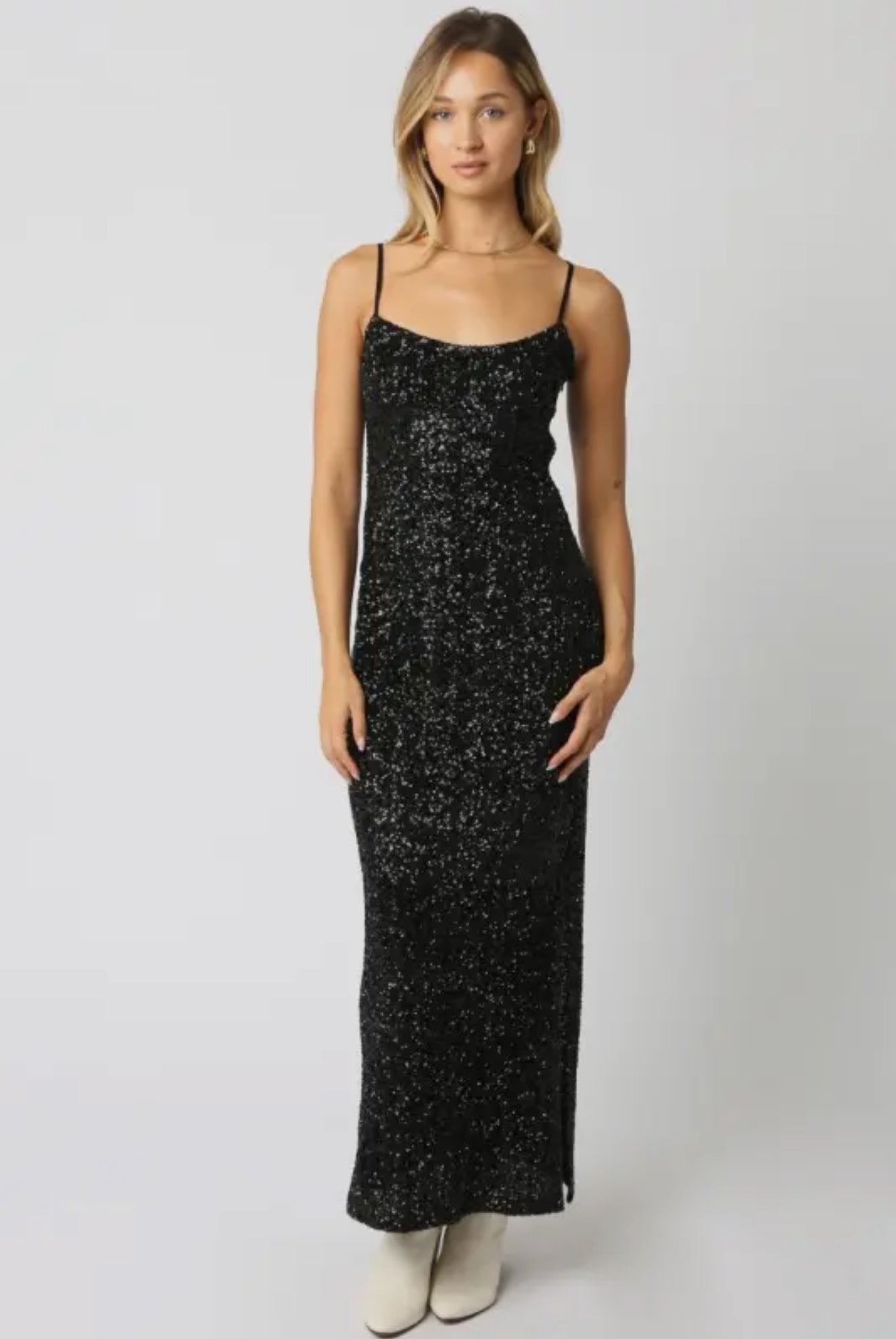 Fiona Black Sequin Maxi Dress