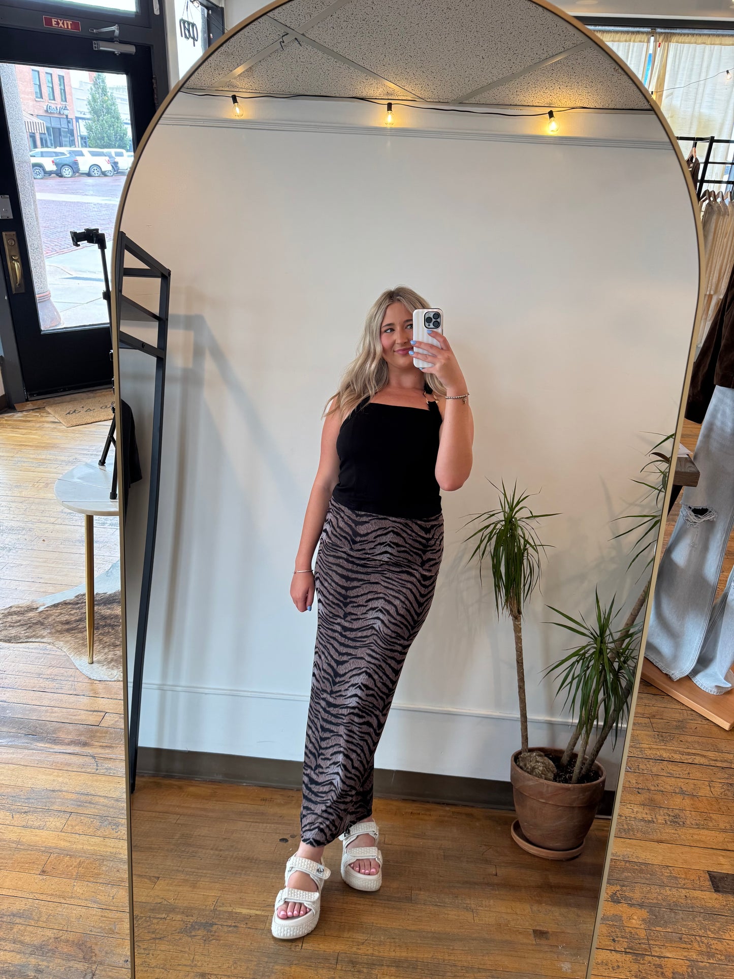 Tiger Print Low Waist Maxi Skirt