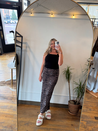 Tiger Print Low Waist Maxi Skirt