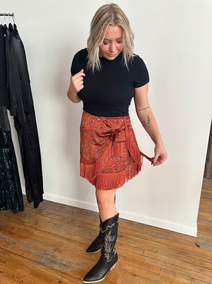 Paisley Rust Wrap Skirt