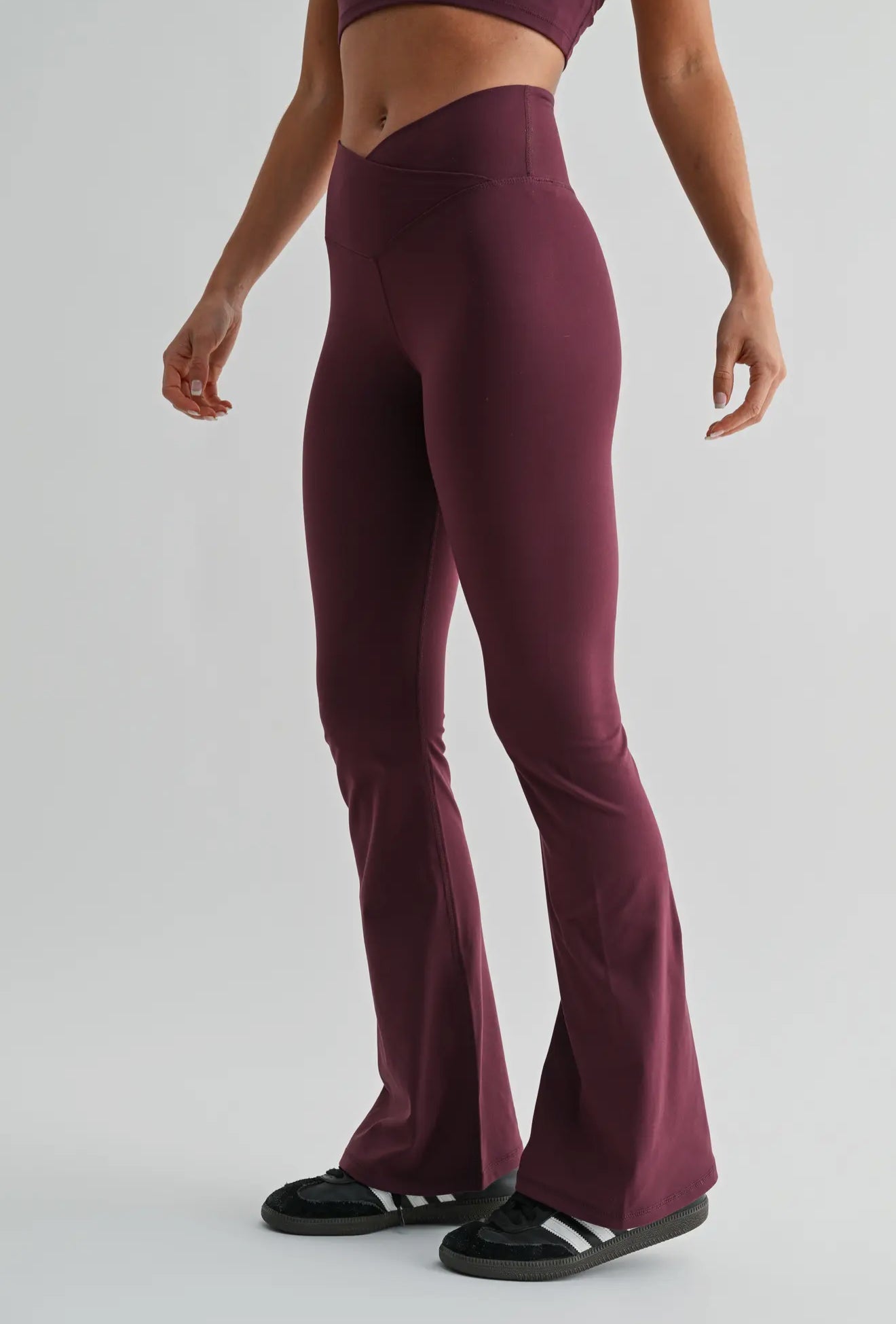 Dark Plum Crossover Waist Yoga Pant