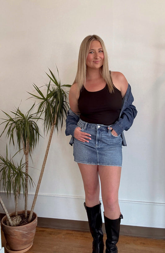Dusty Blues Mini Skirt