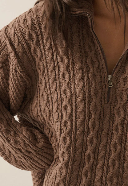 Shiloh Cable-Knit Long Sleeve Mini Sweater Dress