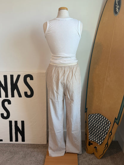 Coast Striped Drawstring Waist Pants | Taupe & White