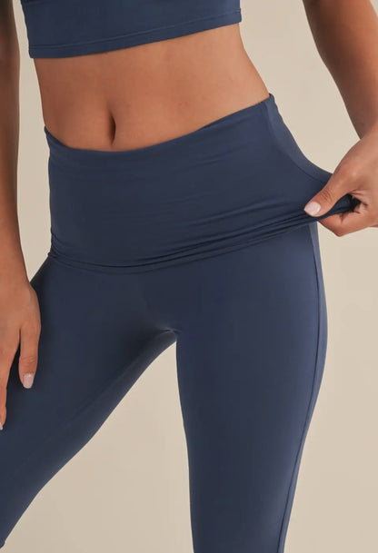 Ultra Soft Navy Foldover Flare Pants