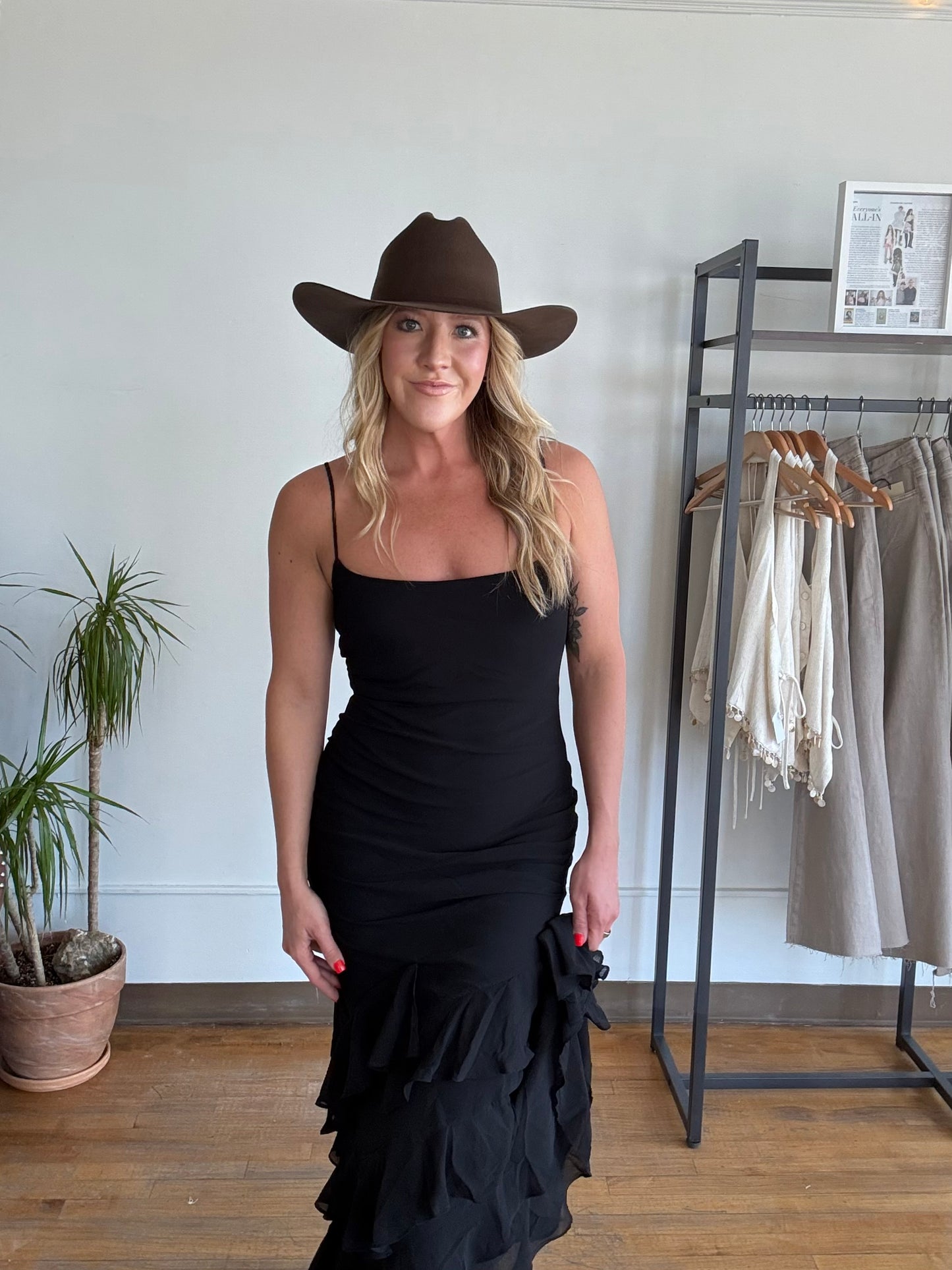 Black Coyote Ruffle Maxi