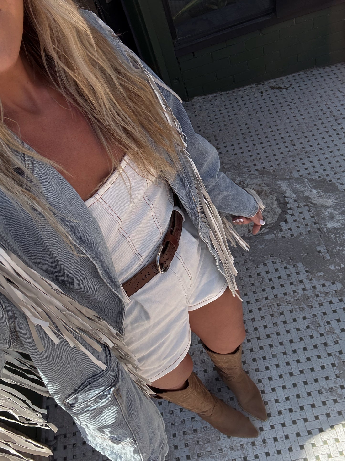 Indie Tube White Denim Romper