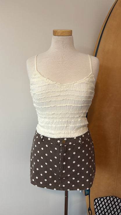 Brown Denim Polka Dot Skort