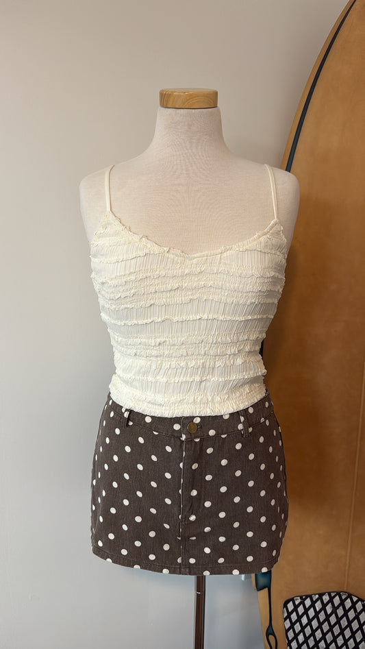 Brown Denim Polka Dot Skort