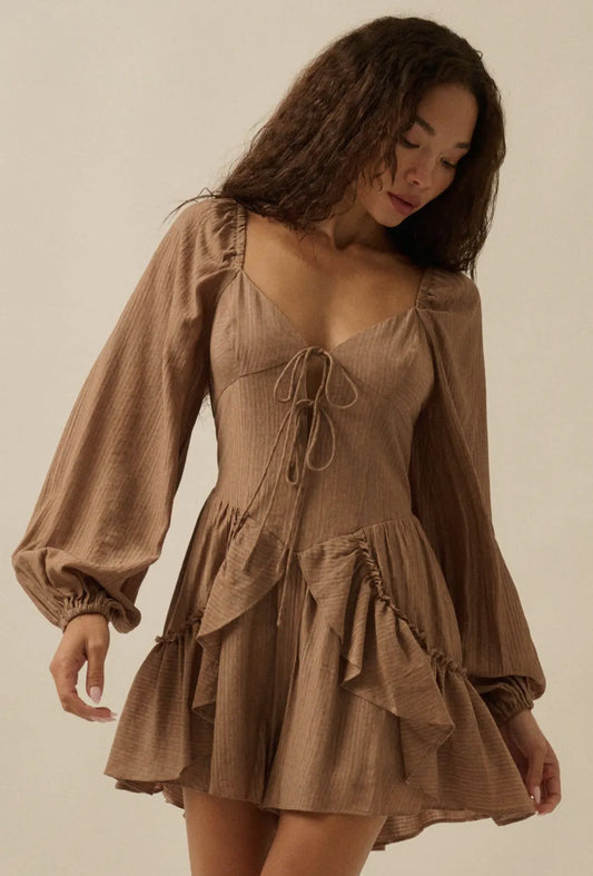 Sedona Ruffled Tie-Front Peasant Romper