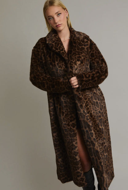 Leopard Faux Fur Long Coat
