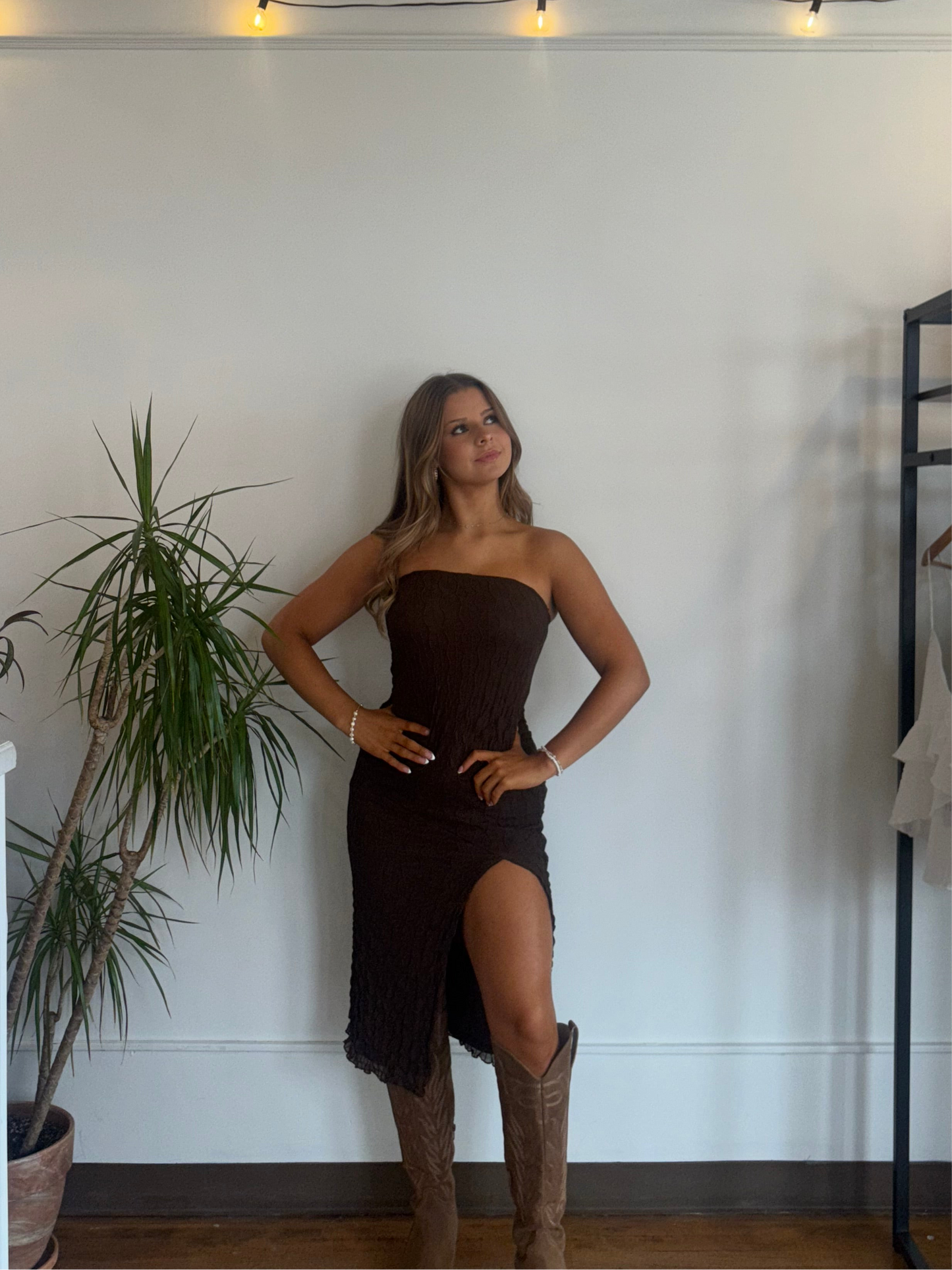Espresso Knit Strapless Dress