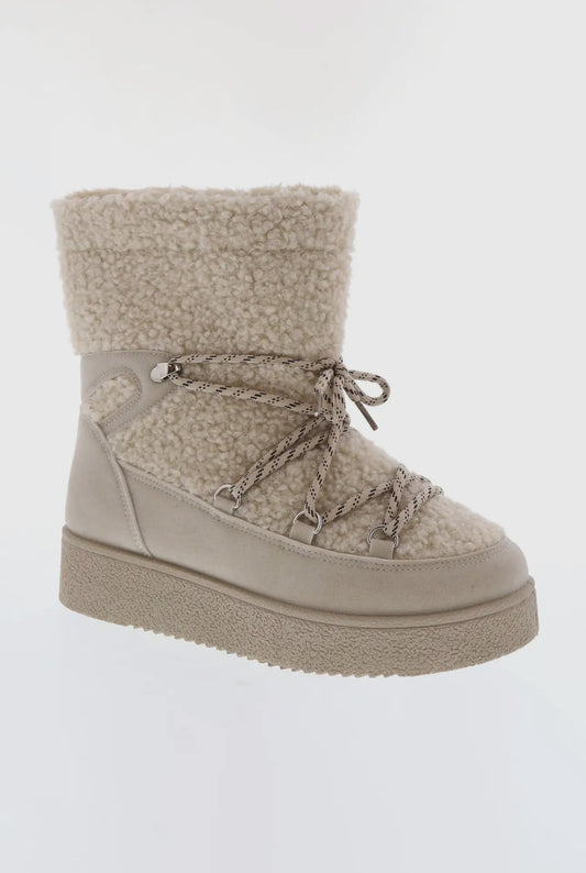 Margot Borg Fleece Furry Lace Up Snow Boots