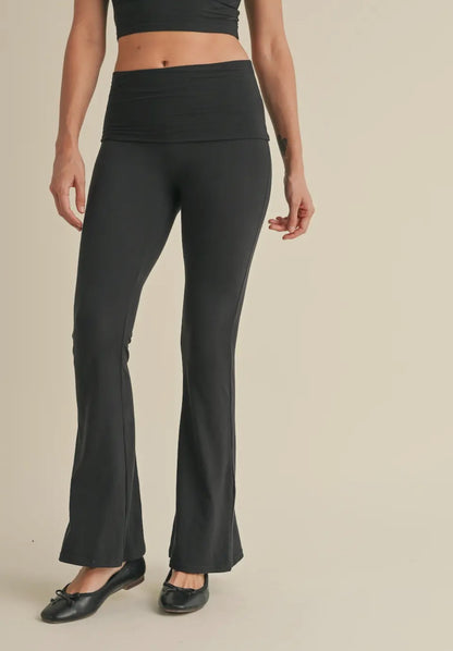 Ultra Soft Black Foldover Flare Pants