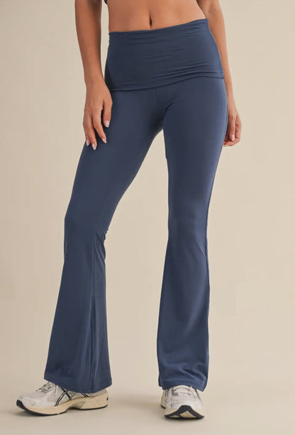 Ultra Soft Navy Foldover Flare Pants