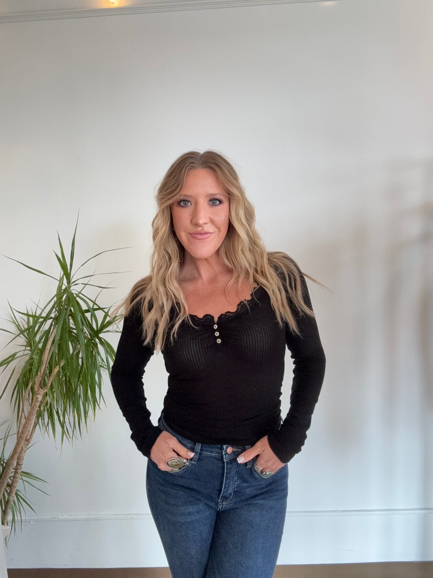 Lace Trim Henley
