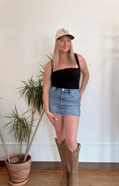 Dusty Blues Mini Skirt