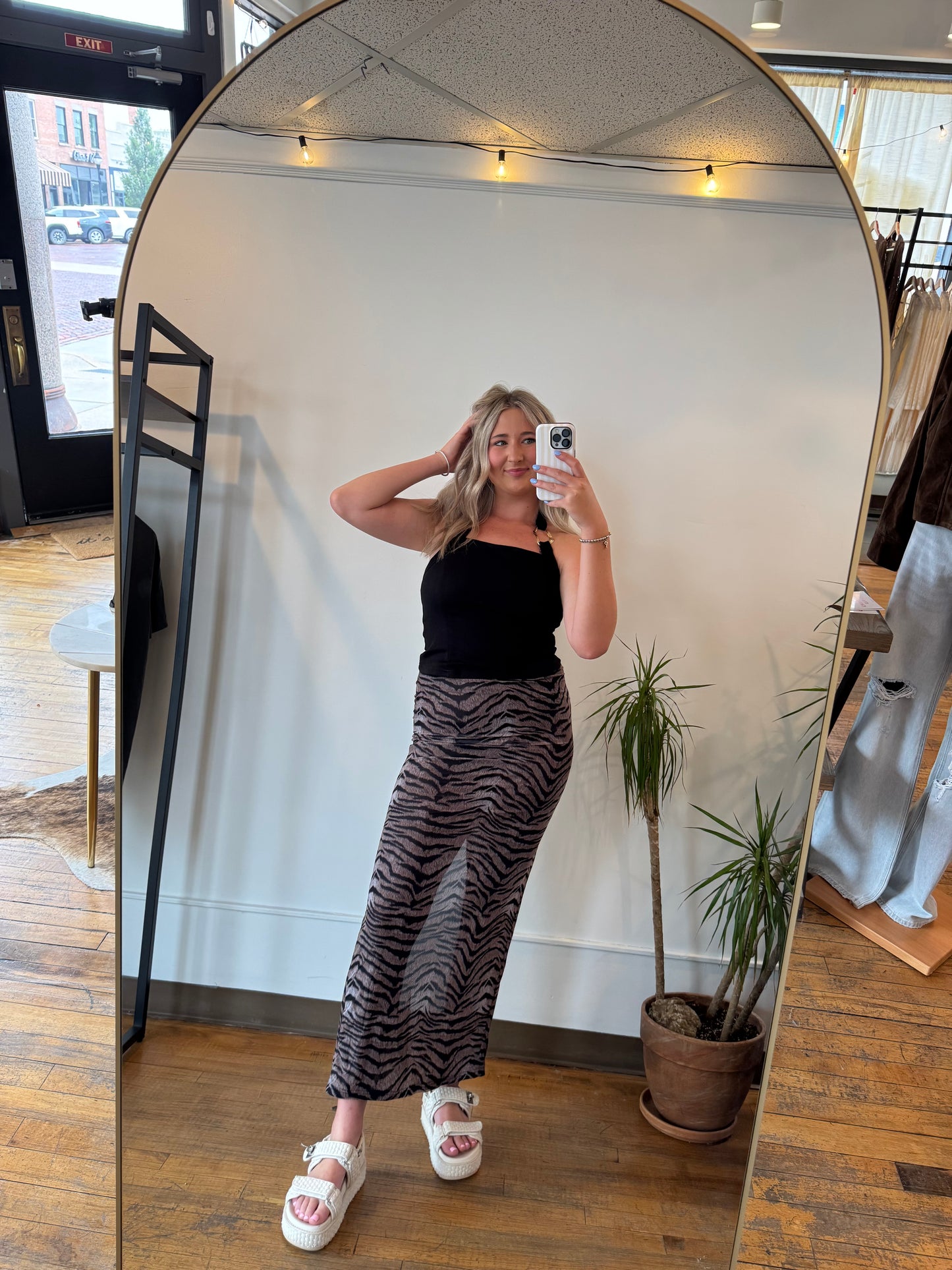 Tiger Print Low Waist Maxi Skirt