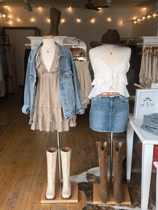 Dusty Blues Mini Skirt
