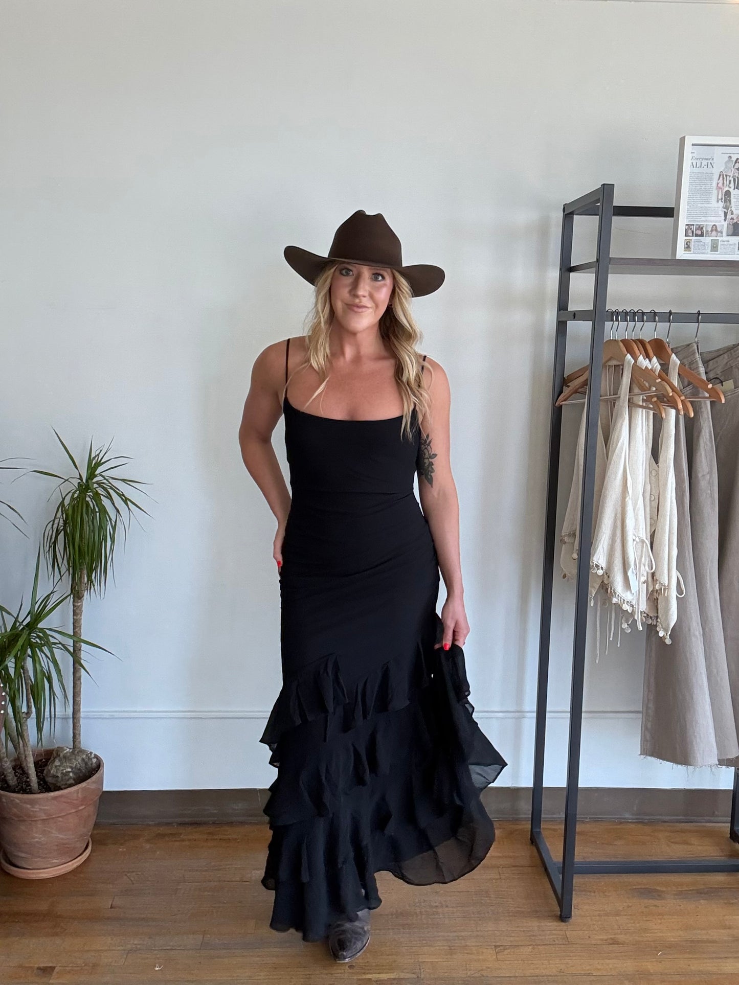 Black Coyote Ruffle Maxi