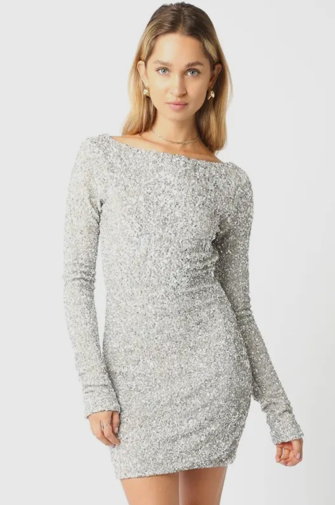Fiona Silver Sequin Mini Dress