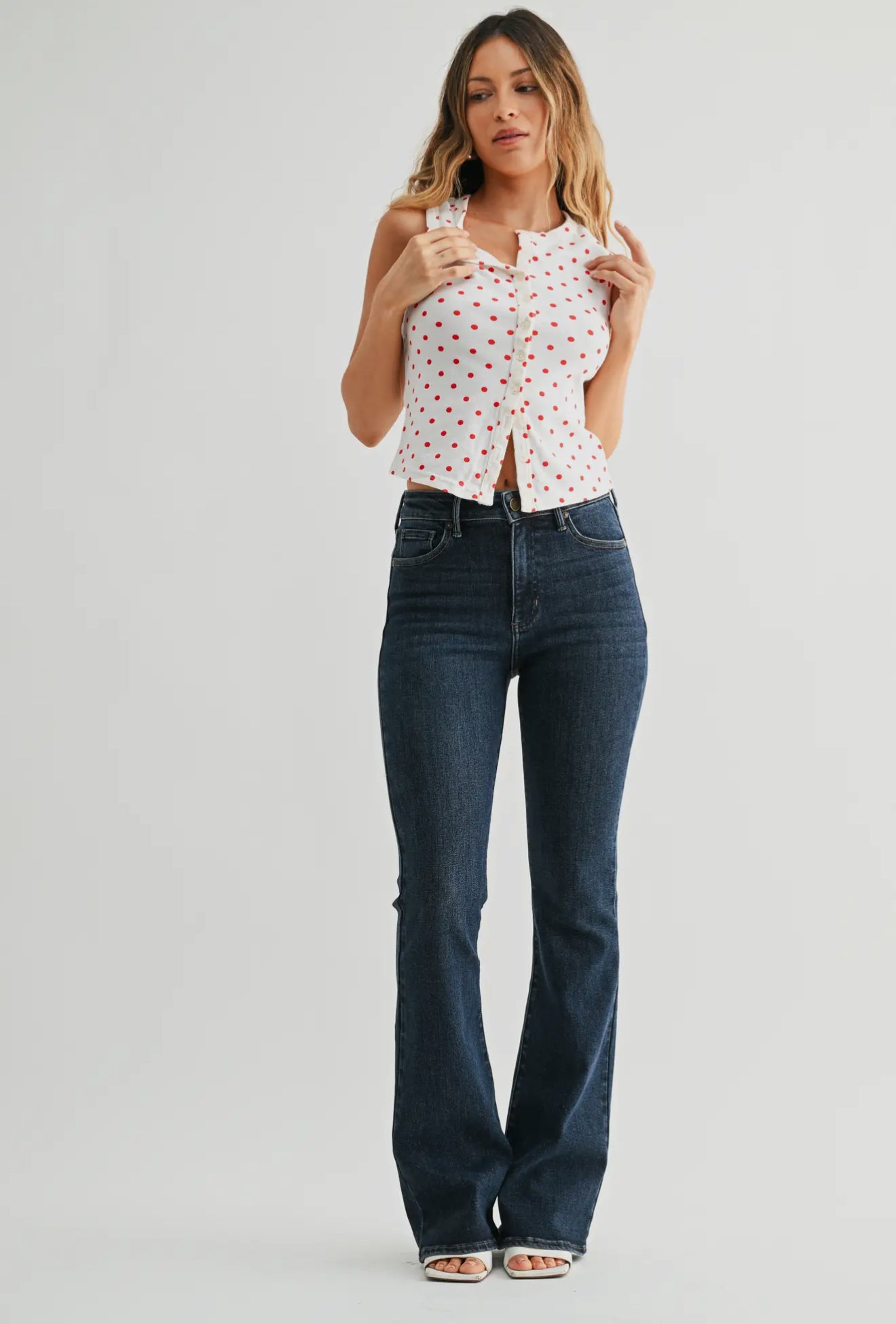 Dark Wash Skinny Flare