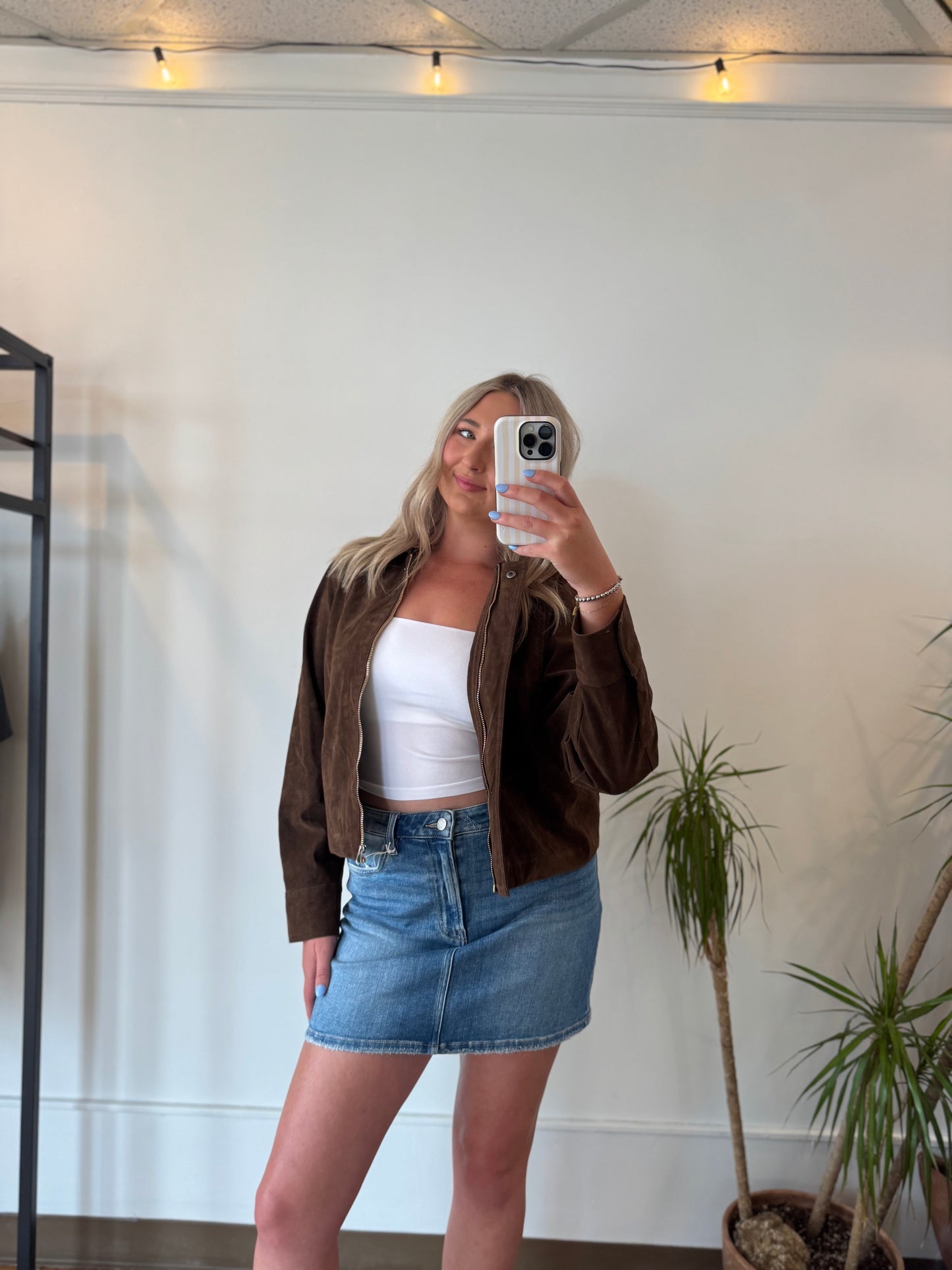 Chocolate Faux Suede Jacket