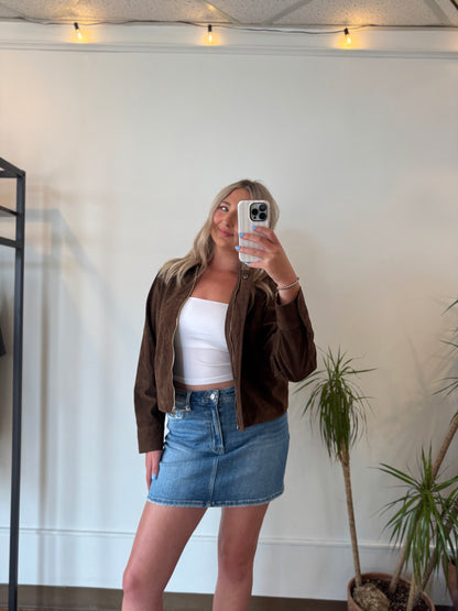 Chocolate Faux Suede Jacket