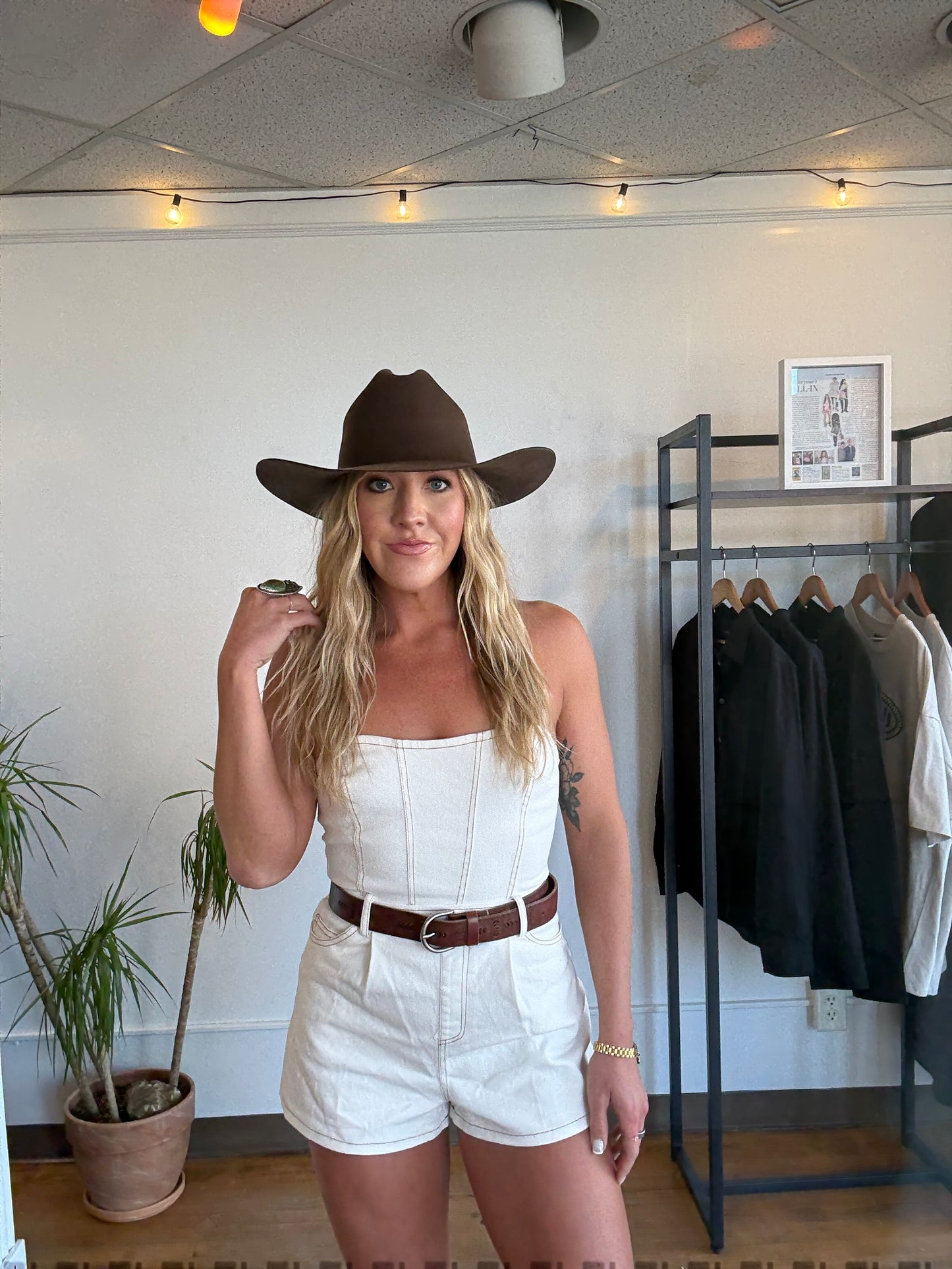Indie Tube White Denim Romper
