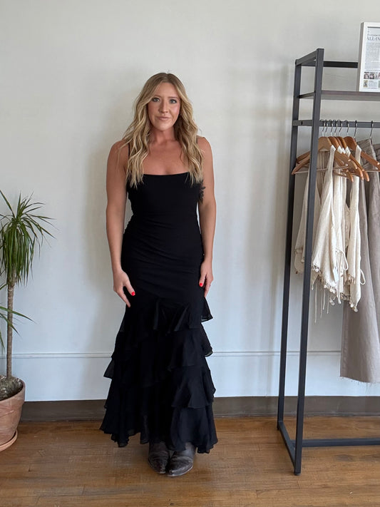 Black Coyote Ruffle Maxi
